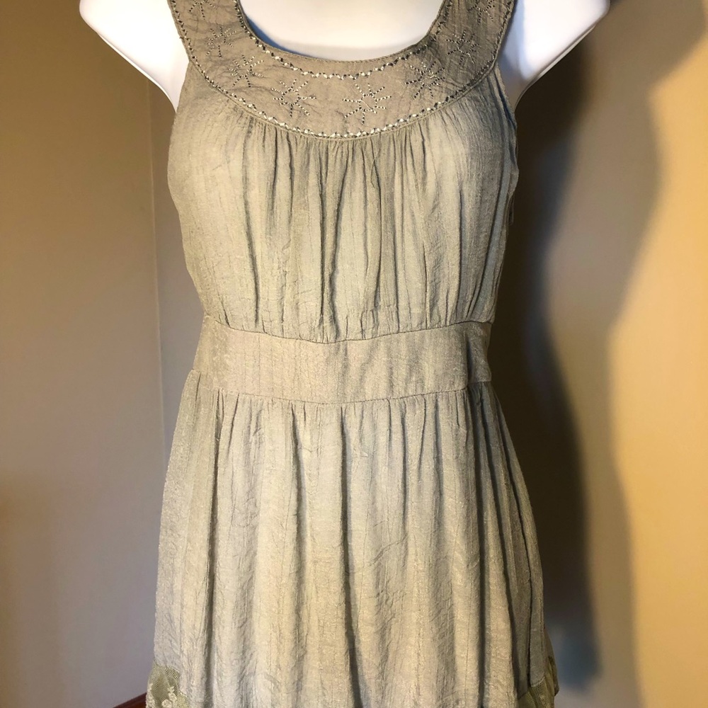 Forever21 Olive green tank with embroidery and tie